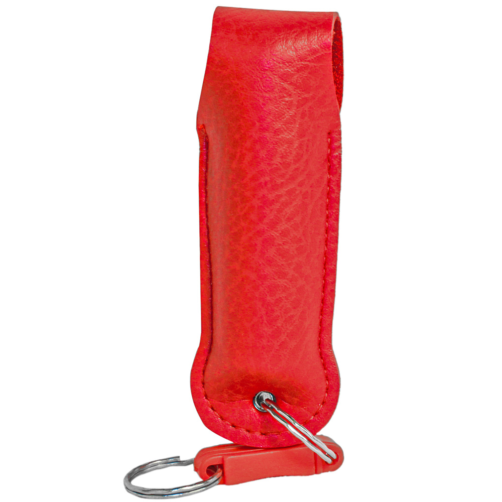 Pepper Shot 1.2% MC 1/2 oz pepper spray leatherette holster and quick release keychain red view 4